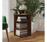 QJBSAVVA Étagère d'appoint marron aspect chêne 35 x 35 x 55 cm Buffet avec 3 compartiments, espace de rangement pour salon, cuisine et couloir