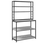QJBSAVVA Étagère de cuisine Sonoma - Gris - 100 x 40 x 168 cm - Étagère étroite avec 5 compartiments - En bois robuste - Pour cuisine, bureau, salon