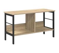 QJBSAVVA Étagère de Rangement Style Industriel, Bibliothèque Basse 2 Niveaux, Meuble de Salon en Bois d'ingénierie et Acier, Finition Chêne Sonoma, Dimensions 82 x 32 x 47 cm