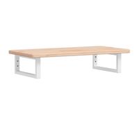 QJBSAVVA Étagère de Vasque Murale 80x40 cm, Plan de Travail Suspendu en Chêne Massif et Acier Blanc, Support de Lavabo Rectangulaire pour Salle de Bain, Capacité 100 kg