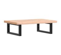 QJBSAVVA Étagère de Vasque Murale en Bois de Hêtre Massif et Acier Noir, Plan de Travail pour Lavabo Suspendu de Salle de Bain, Console Industrielle 60 x 40 x 2,5 cm