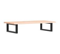 QJBSAVVA Étagère de Vasque Murale en Chêne Massif et Acier, Plan de Travail pour Lavabo de Salle de Bain, Console Suspendue Rectangulaire avec Porte-Serviette, 80x40x2 cm