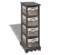 QJBSAVVA Étagère en bois avec 4 paniers Marron 25 x 28 x 74 cm Cadre en bois Paulownia robuste Style maison de campagne Armoire de rangement pour salon, cuisine et balcon