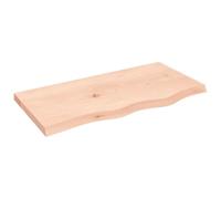 QJBSAVVA Étagère Murale 80x40 cm en Bois de Chêne Massif Non Traité, Plateau avec Bord Vivant Rustique pour Bureau, Salle de Bain ou Salon, Épaisseur 2-4 cm, Supporte Jusqu'à 25,6 kg