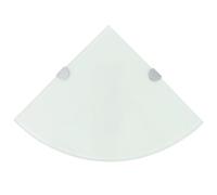 QJBSAVVA Étagère murale d'angle en verre de sécurité trempé - Blanc - 25 x 25 cm - Étagère flottante avec capacité de charge de 15 kg - Pour cuisine, salle de bain et salon