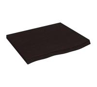QJBSAVVA Étagère Murale en Bois de Chêne Massif avec Bord Vivant 60x50 cm, Plan de Vasque ou Tablette de Bureau Traitée Marron Foncé, Plateau de Table Rustique et Robuste pour Intérieur