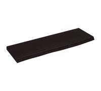 QJBSAVVA Étagère Murale en Bois de Chêne Massif avec Bord Vivant, Tablette de Rangement Rustique 60x20x2 cm Marron Foncé pour Salon, Bureau ou Salle de Bain, Support Décoratif Naturel