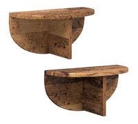 QJBSAVVA Étagère Murale en Bois d'Ingénierie Lot de 2, Tablette de Rangement Murale au Design Moderne pour Salon, Chambre et Bureau, Coloris Bois Ancien, 38 x 19 x 19 cm