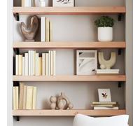 QJBSAVVA Étagère murale en chêne massif 100 x 20 x 6 cm non traité avec bord naturel - Étagère murale rustique pour salon, salle de bain et cuisine