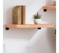 QJBSAVVA Étagère murale en chêne massif - Design rustique - Bois traité marron clair avec bord naturel - Polyvalente comme bibliothèque, étagère de salle de bain ou étagère de cuisine