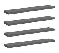 QJBSAVVA Étagère Murale Flottante Lot de 4, Tablettes Murales en MDF Gris Brillant avec Fixation Invisible, Design Moderne pour Salon, Bureau et Chambre, 120 x 23,5 x 3,8 cm