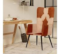 QJBSAVVA Fauteuil à oreilles en cuir véritable marron et crème avec rembourrage épais et pieds en fer stables 55 x 41 x 97 cm Fauteuil de relaxation confortable pour salon, chambre à coucher et balcon