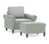 QJBSAVVA Fauteuil avec Repose-Pied en Velours Gris Clair - Chaise de Salon Relaxant avec Structure en Métal et Contreplaqué, Largeur d'Assise 60 cm pour Salon et Séjour