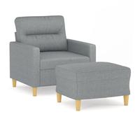 QJBSAVVA Fauteuil avec Repose-Pied Gris Clair, Chaise de Salon Moderne en Tissu et Métal, Canapé Monoplace Confortable pour Salon, Chambre et Coin Lecture, Assise 60 cm