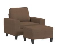 QJBSAVVA Fauteuil avec Repose-Pied Marron en Tissu, Chaise de Salon Moderne avec Pouf pour Relaxation et Lecture, Structure Métal et Contreplaqué pour Chambre et Bureau