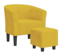 QJBSAVVA Fauteuil Cabriolet avec Repose-Pied en Velours Jaune, Fauteuil d'Appoint Moderne Capitonné pour Salon, Chambre et Bureau, Chaise de Lecture Confortable, 70 x 56 x 68 cm
