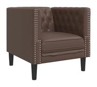 QJBSAVVA Fauteuil Chesterfield en Similicuir Marron, Chaise de Salon Rembourrée Capitonnée, Fauteuil Club Vintage pour Séjour et Bureau, Dimensions 71 x 74,5 x 70,5 cm