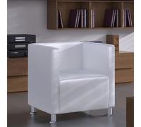 QJBSAVVA Fauteuil cube en cuir synthétique avec pieds en métal - 71 x 54 x 69 cm - Moderne - Pour salon, chambre à coucher et balcon - Blanc