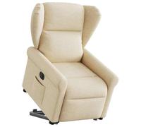 QJBSAVVA Fauteuil de relaxation avec aide au lever électrique et fonction allongée, tissu crème, fauteuil TV confortable avec fonction de massage pour salon, chambre à coucher et balcon