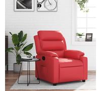 QJBSAVVA Fauteuil de relaxation en cuir synthétique rouge avec fonction allongée manuelle - Fauteuil confortable pour salon, chambre à coucher et balcon - 75 x 92 5 x 100 cm