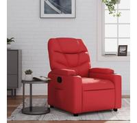QJBSAVVA Fauteuil de relaxation en cuir synthétique rouge avec fonction allongée manuelle - Fauteuil de salon confortable pour regarder la télévision, lire et se détendre - 74 x 89 x 100 cm