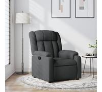 QJBSAVVA Fauteuil de relaxation en tissu gris foncé, manivelle à 135°, 78 x 98 cm, rembourré, avec poche latérale, pour salon, chambre à coucher, balcon