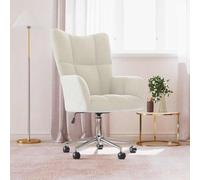 QJBSAVVA Fauteuil de relaxation en velours blanc crème - Moderne - Avec vérin à gaz - Réglable en hauteur et rotatif à 360 ° - Confortable - Pour salon, chambre à coucher et balcon