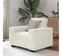 QJBSAVVA Fauteuil de relaxation en velours crème 60 cm avec sièges rembourrés en mousse et accoudoirs en contreplaqué confortable et élégant pour salon, chambre à coucher et balcon