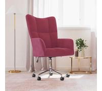 QJBSAVVA Fauteuil de relaxation en velours rouge bordeaux - Moderne - Avec vérin à gaz - Hauteur réglable - Pivotant à 360° - Pour salon, chambre à coucher et balcon