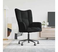 QJBSAVVA Fauteuil de relaxation - Moderne - En velours noir - Avec vérin à gaz - Réglable en hauteur et rotatif à 360 ° - Confortable - Pour salon, chambre à coucher et balcon