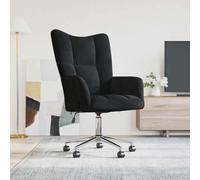 QJBSAVVA Fauteuil de relaxation moderne en velours noir avec vérin à gaz réglable en hauteur et rotatif à 360 ° confortable pour salon, bureau et chambre à coucher