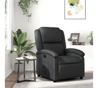 QJBSAVVA Fauteuil de relaxation noir en 100 % cuir de vachette avec fonction de couchage manuel à 135° 71 x 144 x 82 cm Cadre en bois et métal robuste Accoudoirs confortables pour salon, chambre à