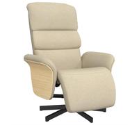 QJBSAVVA Fauteuil Inclinable avec Repose-Pied Crème, Fauteuil de Relaxation Pivotant à 360 Degrés en Tissu, Fauteuil de Relax Manuel et Ergonomique pour Salon et Bureau