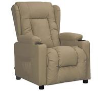 QJBSAVVA Fauteuil Inclinable Manuel en Similicuir Cappuccino, Fauteuil Relax de Salon avec 2 Porte-Gobelets, Dossier et Repose-Pied Réglables pour Cinéma Maison et Détente