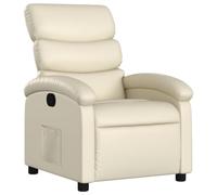 QJBSAVVA Fauteuil relax avec fonction allongée, fauteuil télévision manuel en cuir synthétique crème, fauteuil rembourré avec repose-pieds et poche latérale, fauteuil de repos pour salon et relaxation