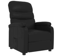 QJBSAVVA Fauteuil relax en cuir synthétique noir - Fauteuil TV manuel avec fonction allongée, dossier et repose-pieds réglables, fauteuil rembourré confortable pour salon et télévision, 75 x 91 x 101