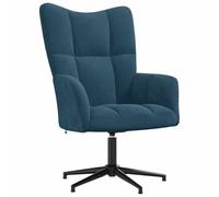QJBSAVVA Fauteuil relax en velours bleu - Fauteuil rembourré moderne avec design matelassé - Fauteuil de salon pivotant à 360° avec pied en croix en acier - Fauteuil de cocktail confortable pour salon