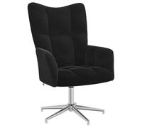 QJBSAVVA Fauteuil relax en velours noir - Élégant fauteuil rembourré pivotant à 360° avec design matelassé - Fauteuil de salon moderne pour salon et chambre à coucher - 62 x 68 x 91 cm