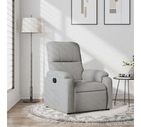 QJBSAVVA Fauteuil relax gris clair en tissu microfibre avec fonction couchage manuel Fauteuil confortable pour salon, chambre à coucher et balcon 75 x 89,5 x 103,5 cm