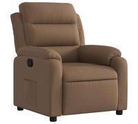 QJBSAVVA Fauteuil relax marron avec fonction allongée, fauteuil TV manuel réglable jusqu'à 135 degrés, fauteuil rembourré avec repose-pieds et poche latérale, fauteuil de repos en tissu pour salon, 75