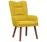 QJBSAVVA Fauteuil Relaxant en Velours Jaune, Chaise de Salon Moderne avec Pieds en Bois d'Hévéa, Fauteuil Design Confortable pour Salon, Chambre et Bureau, 63 x 67 x 94 cm