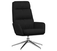 QJBSAVVA Fauteuil Relaxant Pivotant à 360 Degrés en Tissu Noir, Chaise de Relaxation Ergonomique avec Accoudoirs et Cadre Métallique pour Salon et Bureau, 70 x 77 x 98 cm