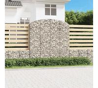 QJBSAVVA Gabion avec arc haut 200 x 50 x 200/220 cm, fer galvanisé, fil de 3,5 mm, argenté, comme clôture de gabion moderne et brise-vue robuste, pour terrasse, jardin avant et allée