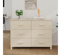 QJBSAVVA Hamar - Buffet HAMAR - En pin massif - Avec 6 tiroirs - Marron miel - 113 x 40 x 80 cm - Style maison de campagne