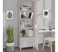 QJBSAVVA Hamar - Buffet haut blanc en pin massif et MDF avec tiroirs et étagères - Armoire de rangement robuste pour salon, couloir et chambre à coucher