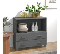 QJBSAVVA Hamar - Buffet moderne en pin massif - Avec 2 tiroirs et 1 compartiment - 85 x 35 x 80 cm - Style maison de campagne pour salon, cuisine et couloir - Gris foncé