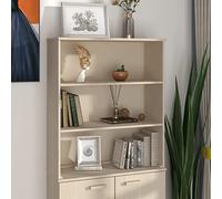 QJBSAVVA Hamar - Dessus de buffet haut en bois massif - Marron miel - 85 x 35 x 100 cm - Buffet avec 2 étagères pour salon, cuisine et couloir - Design rustique de style maison de campagne