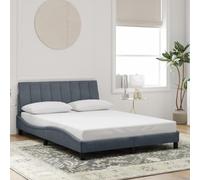 QJBSAVVA Hanko Cadre de lit en velours 140 x 190 cm Gris foncé Avec tête de lit en pin et métal Forme ondulée Lit double moderne sans matelas Pour chambre à coucher, chambre d'adolescent