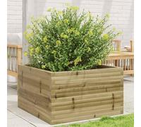 QJBSAVVA Jardinière 80 x 80 x 46 cm en bois de pin imprégné en autoclave, grande jardinière surélevée pour jardin, terrasse et balcon, fond ouvert pour un bon drainage, look rustique