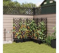 QJBSAVVA Jardinière avec système d'irrigation et treillis haut noir 120 x 120 x 126 cm pour jardin, balcon, terrasse